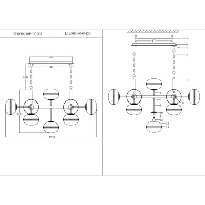 Подвесная люстра Lumien Hall Маркон LH4099/10P-CO-CH