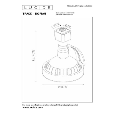 Трековый светильник Lucide DORIAN 09954/01/30