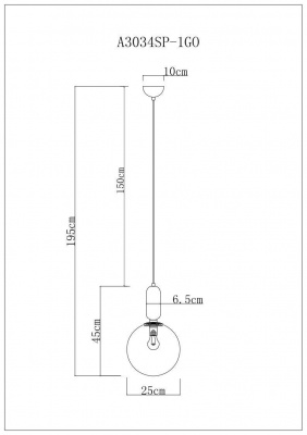 Подвесной светильник Arte Lamp Bolla-Sola A3034SP-1GO