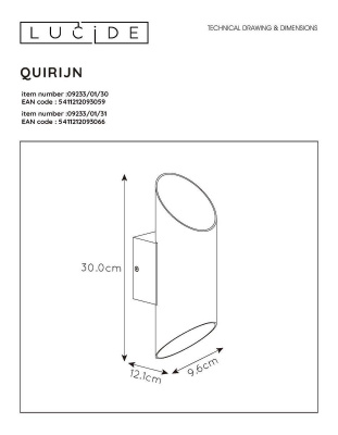 Настенный светильник Lucide Quirijn 09233/01/30