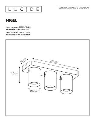 Спот Lucide Nigel 09929/15/16