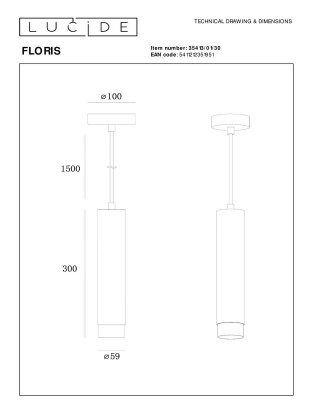 Подвесной светильник Lucide Floris 35413/01/30