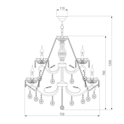 Подвесная люстра Eurosvet Teodore 10103/12 античная бронза/прозрачный хрусталь Strotskis
