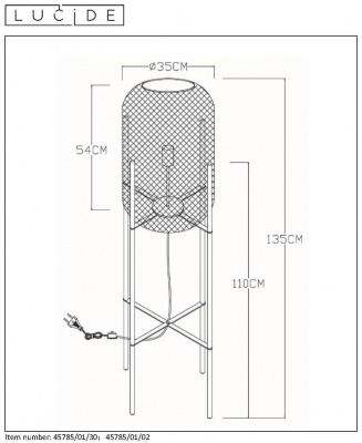 Торшер Lucide Mesh 45785/01/02