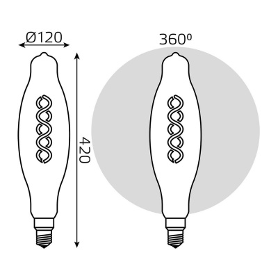 Лампа светодиодная филаментная Gauss E27 8W 2400K золотая 156802008