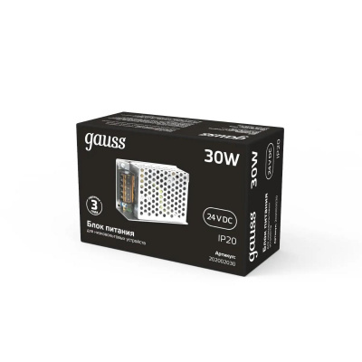 Блок питания Gauss 30W 24V IP20 202002030