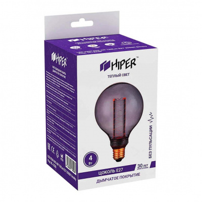 Лампа светодиодная Hiper E27 4W 1800K дымчатая HL-2230