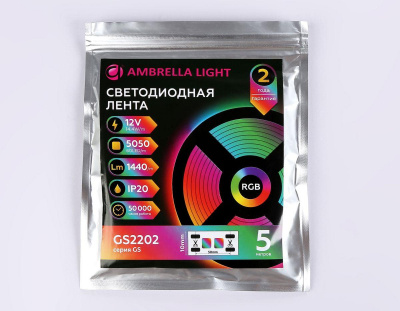 Светодиодная лента Ambrella Light 14,4W/m 60LED/m 5050SMD RGB 5M GS2202