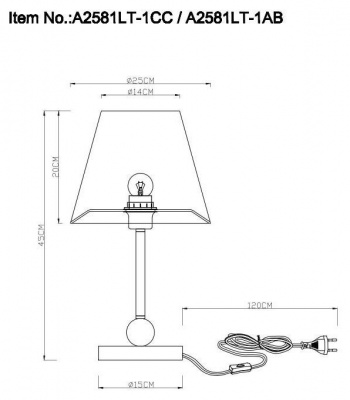 Настольная лампа Arte Lamp Elba A2581LT-1AB