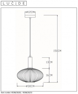 Подвесной светильник Lucide Maloto 45386/30/62