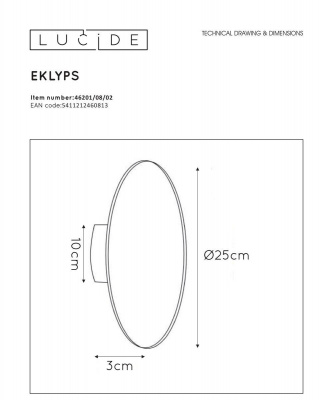 Настенный светодиодный светильник Lucide Eklyps Led 46201/08/02