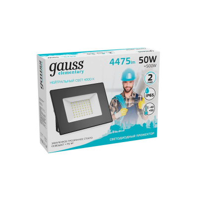 Прожектор светодиодный Gauss Elementary 50W 4000К 613100250