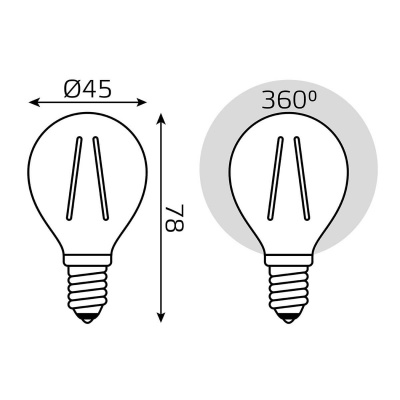 Лампа светодиодная филаментная Gauss E14 5W 2700K прозрачная 105801105