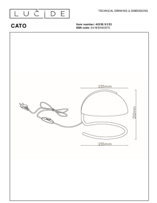 Настольная лампа Lucide Cato 46516/01/53