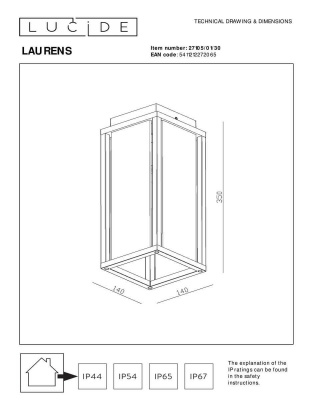 Уличный светильник Lucide Laurens 27105/01/30