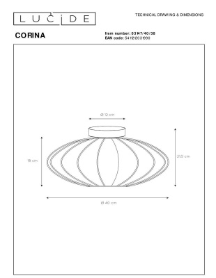 Потолочный светильник Lucide Corina 03147/40/38