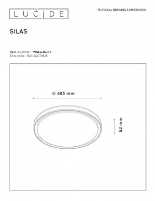 Потолочный светодиодный светильник Lucide Silas 79183/36/65