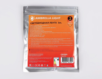 Светодиодная лента Ambrella Light 14,4W/m 180LED/m 2835SMD теплый белый 5M GS1301