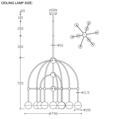 Подвесная люстра Crystal Lux Truena SP-PL6+3+1 Bronze