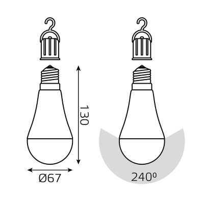 Лампа светодиодная аккумуляторная Gauss E27 10W 3000K матовая 102402100