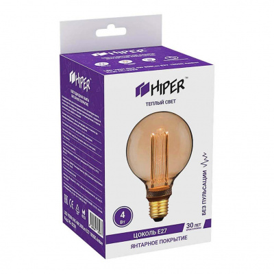 Лампа светодиодная Hiper E27 4W 1800K янтарная HL-2229